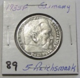 1935F Germany Silver 5 Reichsmark