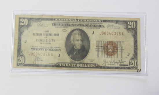 $20 KANSAS 1929 FRBN