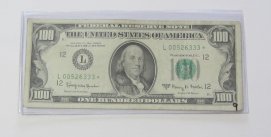 $100 FEDERAL RESERVE NOTE STAR 1963-A