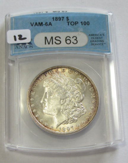 $1 1897 TOP 100 MORGAN ANACS 63 VAM 6A