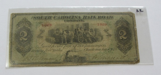 $2 SOUTH CAROLINA RAIL OBSOLETE 1873