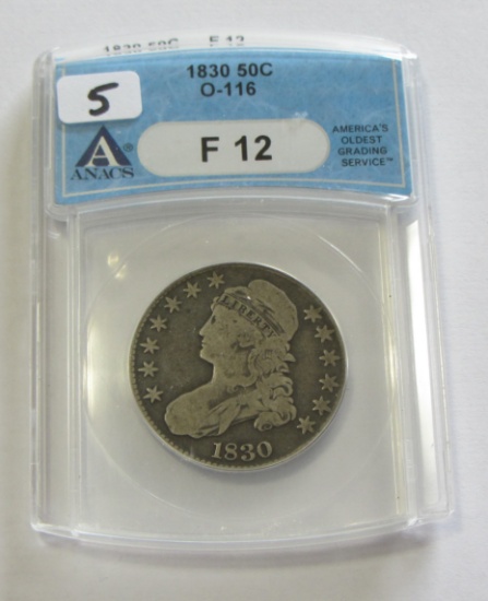 1830 O-116 ANACS FINE CAPPED BUST HALF