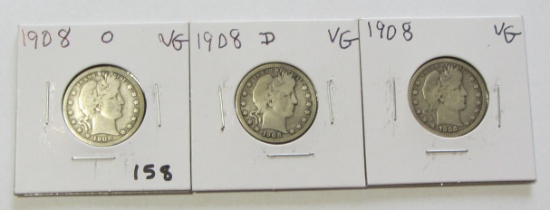 1908-O 08-D 1908 BARBER QUARTER LOT