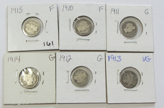 1915 1910 1911 1913 1912 1914 BARBER DIME LOT