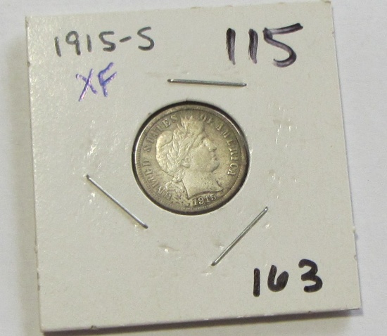 1915-S BARBER DIME XF