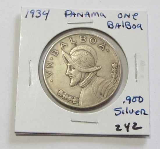 SILVER 1934 PANAMA ONE BALBOA