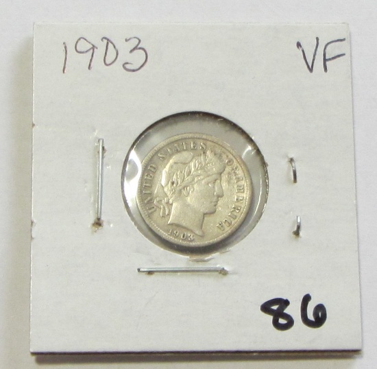 1903 BARBER DIME VF