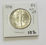 1941 BU WALKING LIBERTY HALF BRILLIANT