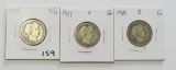 1912 1911-S 1910-D BARBER QUARTER LOT