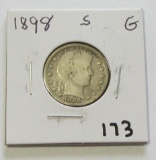 1898-S BARBER QUARTER