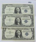 Lot of 3 - 1957B  $1 Silver Certificates Blue Seal