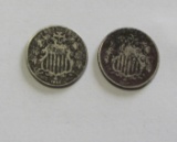 1866 1867 SHIELD NICKEL SET