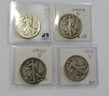 1927-S 29-S 20-S 28-S WALKING LIBERTY HALF SAN FRANCISCO LOT