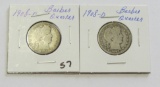 Lot of 2 - 1908-O & 1908-D Barber Quarter 