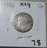 ((( KEY DATE ))) 1886 LIBERTY NICKEL