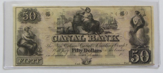 $50 CANAL BANK OBSOLETE UNCIRCULATED