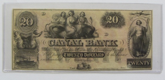 $20 CANAL BANK OBSOLETE CURRENCY UNCIRCULATED