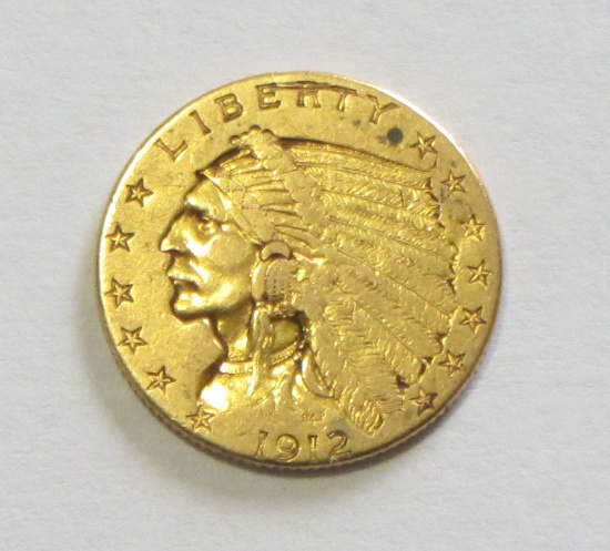 $2.5 GOLD QUARTER EAGLE INDIAN 1912