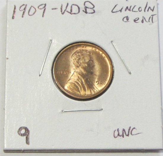 1909 VDB WHEAT CENT RED UNCIRCULATED LUSTER