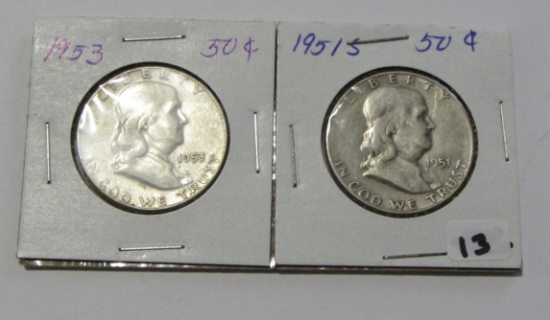 1953 1951-S FRANKLIN HALF LOT