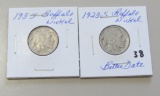 Lot of 2 - 1923-S & 1935 Buffalo Nickel