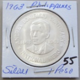 1963 Philippines Silver 1 Peso BU