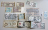 SHORT SNORTER WITH FOREIGN NOTES $1 $2