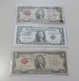 $1 AND $2 SHORT SNORTER NOTES LOT OF 3 TOTAL
