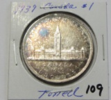 1939 Canada Silver Dollar - Pretty Toning
