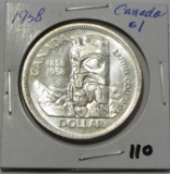 1958 Canada Totem Pole Silver UNC Dollar
