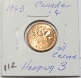 1963 Canada 1 Cent Hanging 3 W/Cacoon