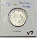 1949 Cuba Silver 20 Cent