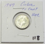 1949 Cuba Silver 10 Cent