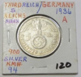 1936A ThirdReich Germany 5 Silver ReichsMark