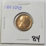 1909 VDB WHEAT CENT RED UNCIRCULATED LUSTER