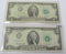 Lot of 2 - 1976 $2 Consecutive Notes Serial A04644375A & A04644376A