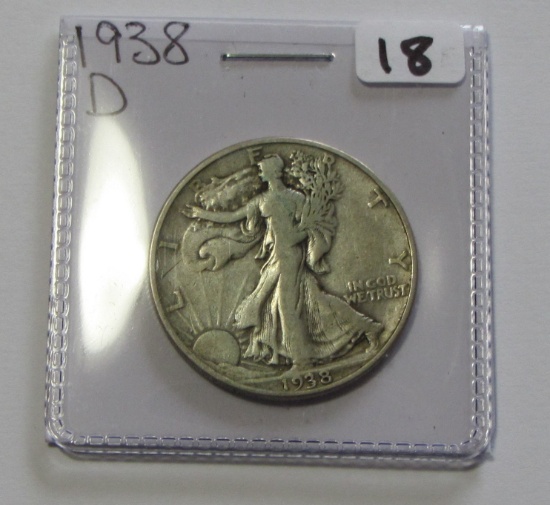 KEY 1938-D WALKING LIBERTY HALF