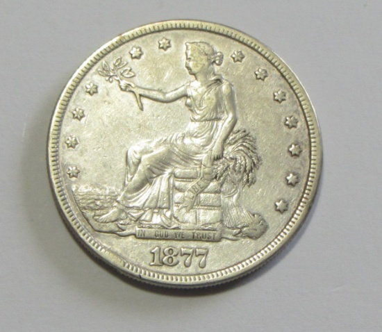 $1 1877 TRADE SILVER DOLLAR UPPER GRADE