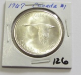 1967 Flying Canada Goose Silver UNC PL Dollar