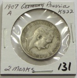 1907-A Germany Prussia Silver 2 Marks