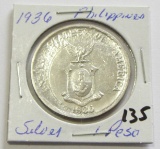 1936 Philippines Silver 1 Peso