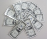 LOT OF 10 CONSECUTIVE UNCIRCULATED $1 1935 SILVER CERTIFICATES