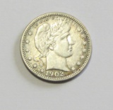 1902 BARBER QUARTER SOLID MID GRADE