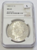 $1 1883 CC CARSON CITY MORGAN WHITE NGC MS 63