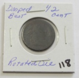 Draped Bust Half Cent - Rotated Die