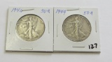 Lot of 2 - 1944 & 1946 Walking Liberty Half Dollar