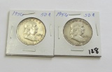 Lot of 2 - 1956 Franklin Half Dollar