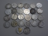 LOT OF 26 $1 MORGANS AND PEACE SILVER DOLLARS LOW GRADES