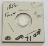 1852 SILVER 3 CENT PIECE F/VF