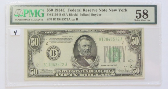 $50 1934-C FRN PMG 58